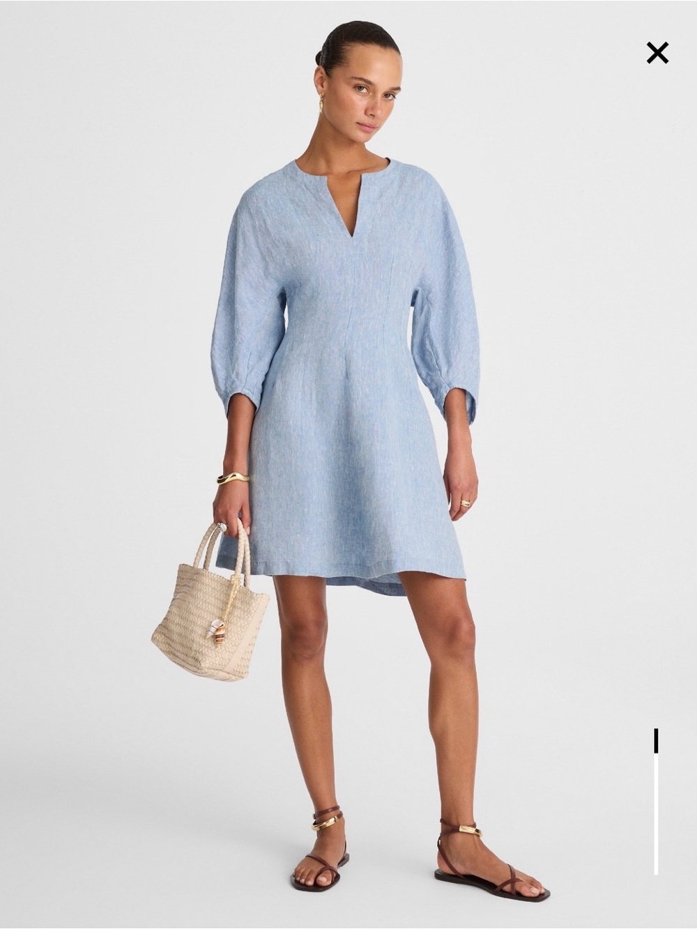 Madewell Splitneck Mini Dress Sunfaded Blue NWT
